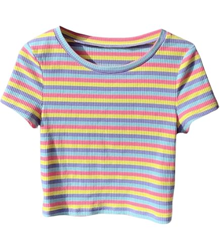 Milumia Women Casual Rainbow Striped Ribbed Knit Cami Top
